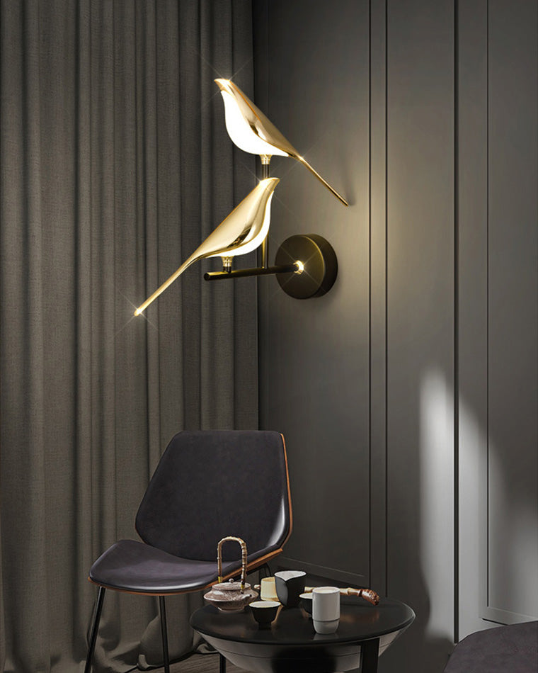 Elegant Gold Bird Wall Lamp