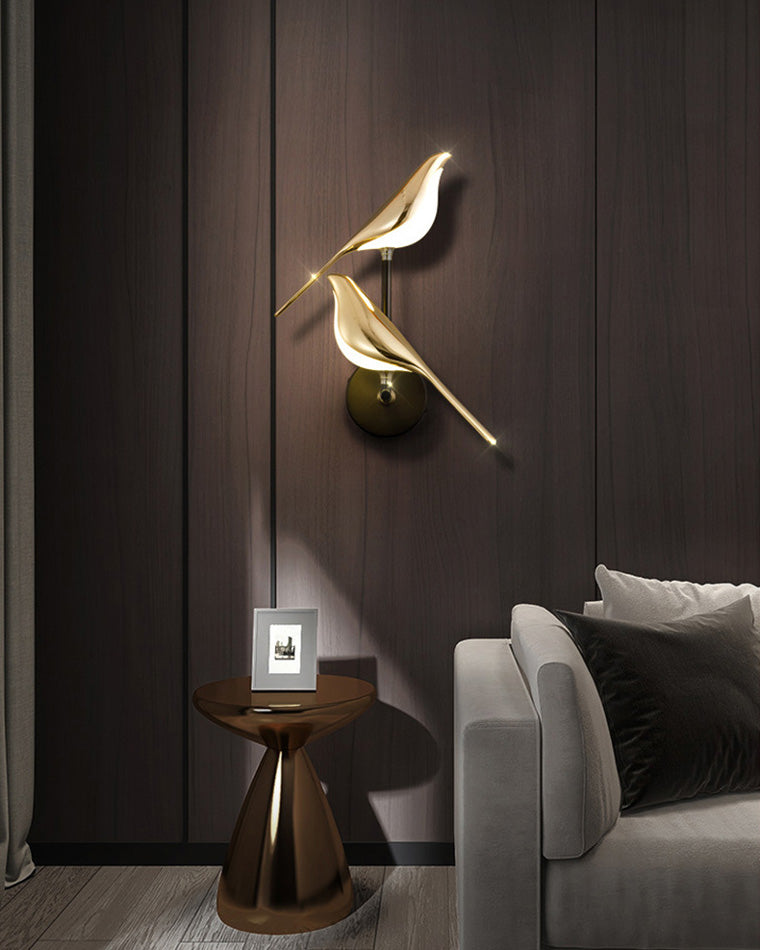Elegant Gold Bird Wall Lamp