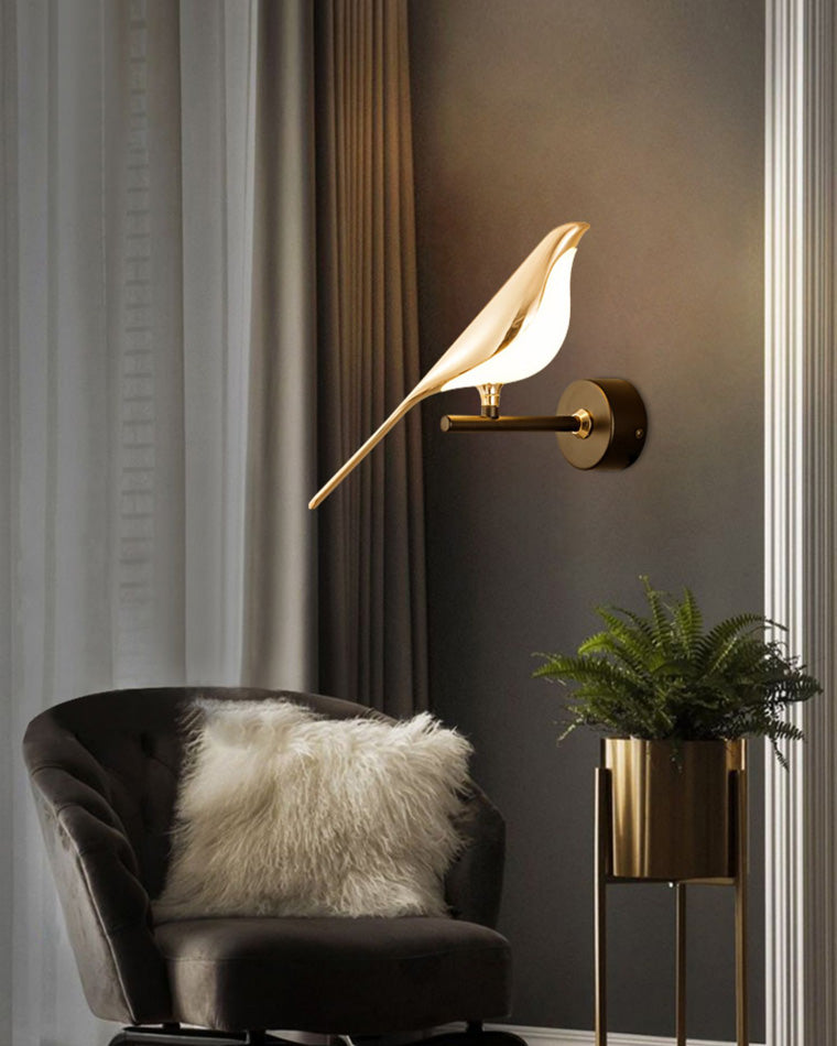 Elegant Gold Bird Wall Lamp
