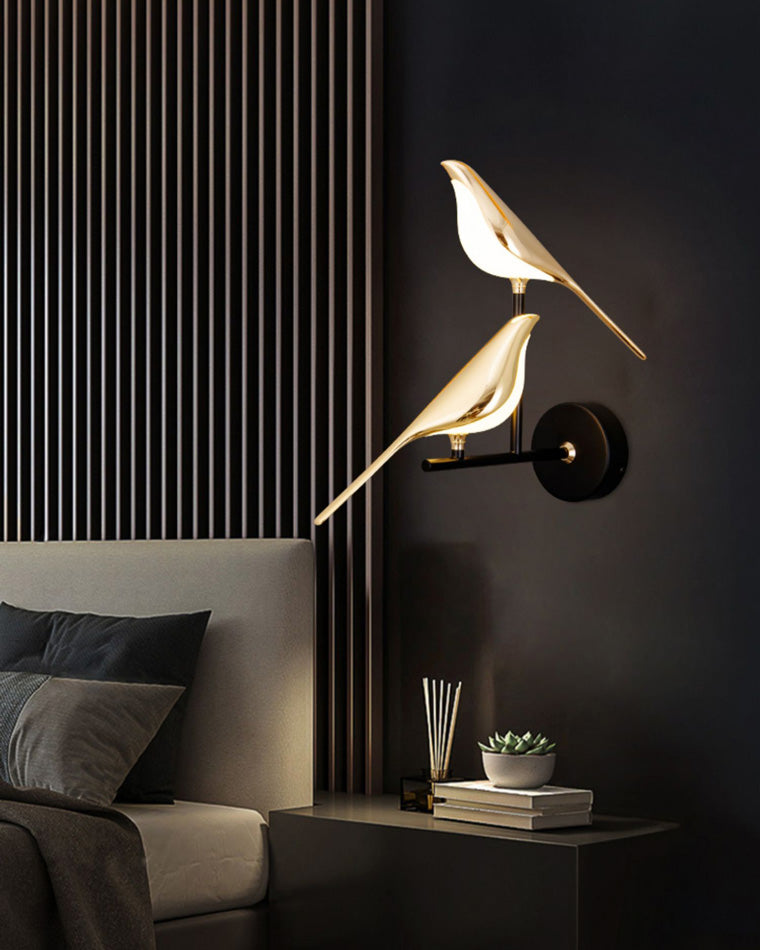 Elegant Gold Bird Wall Lamp